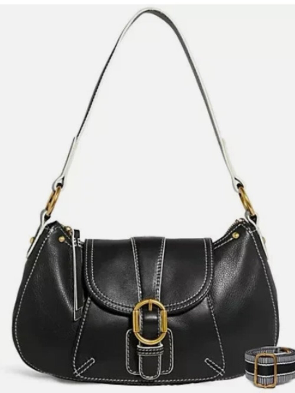 American Leather Co. Redwood Shoulder Crossbody Strap-Black-NEW-A720924